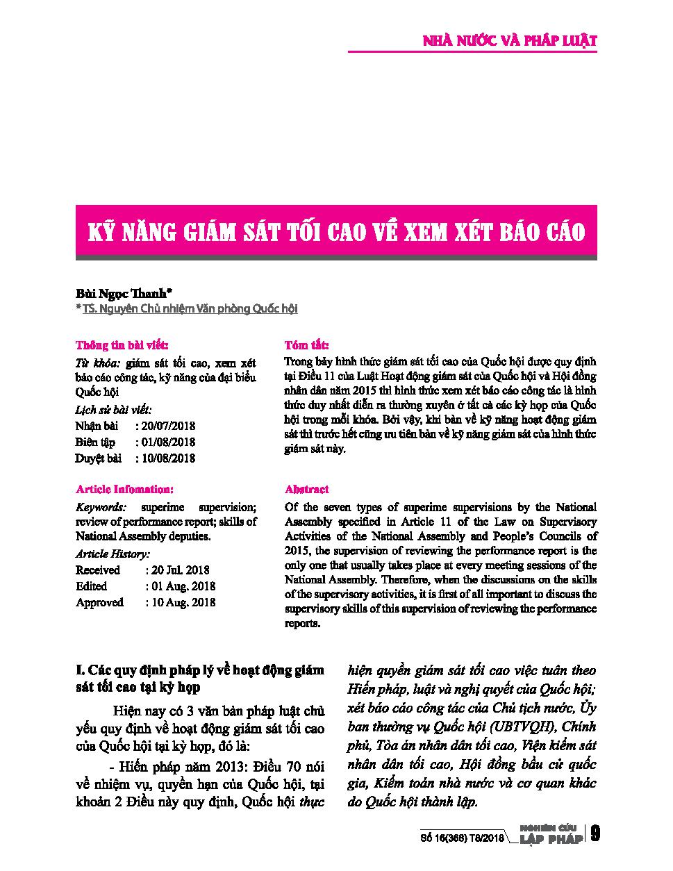 Kỹ năng giám sát tối cao về xem xét báo cáo