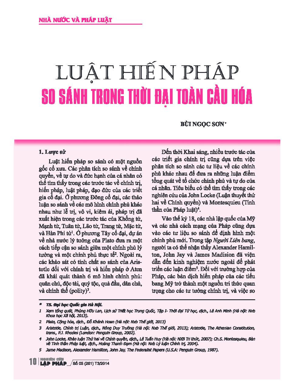 Luật hiến pháp so sánh trong thời đại toàn cầu hóa