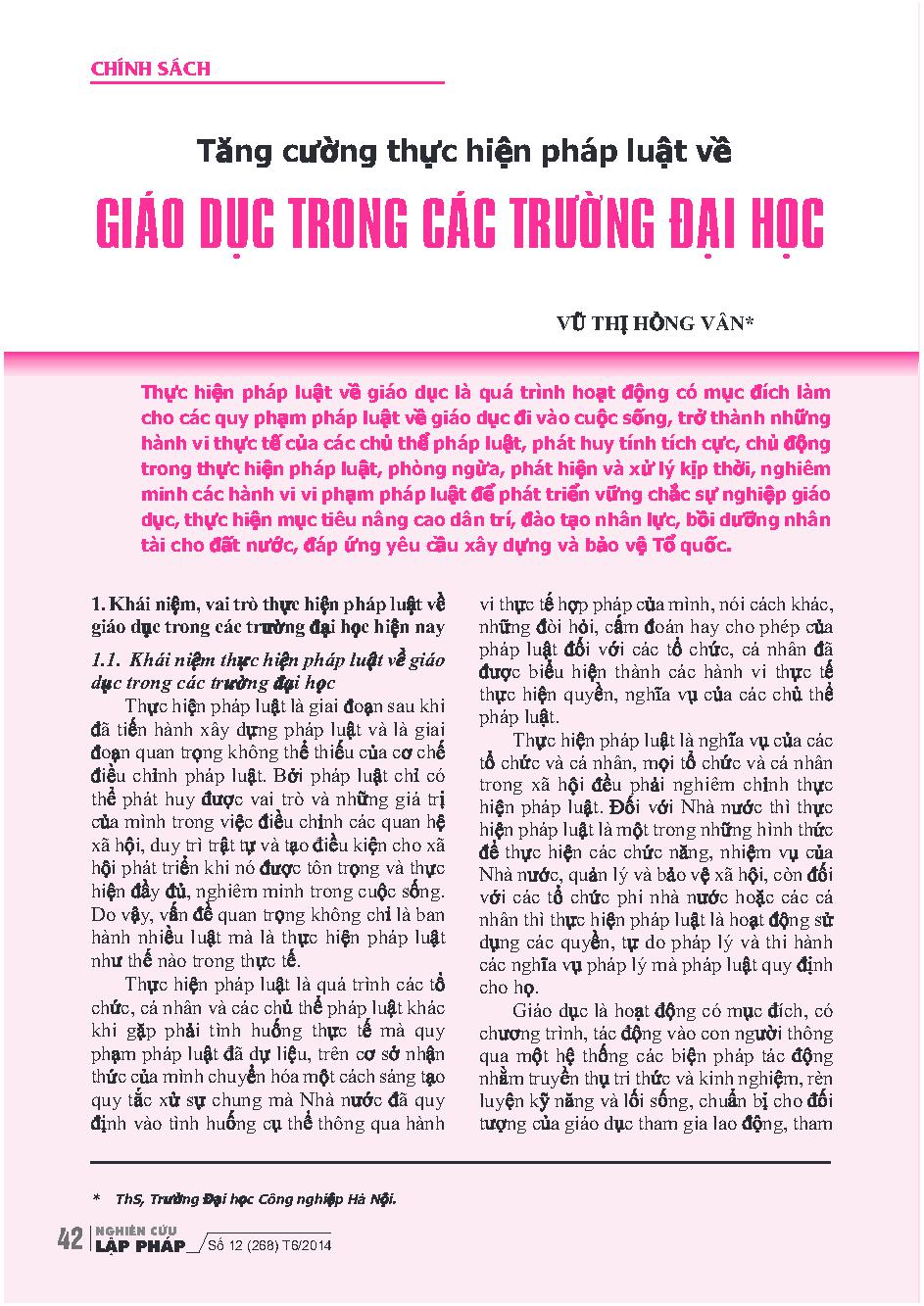 Tăng cường thực hiện pháp luật về giáo dục trong các trường đại học