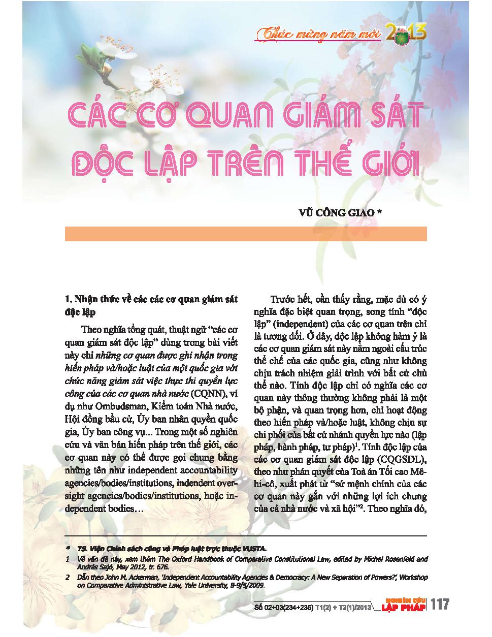 Các cơ quan giám sát độc lập trên thế giới