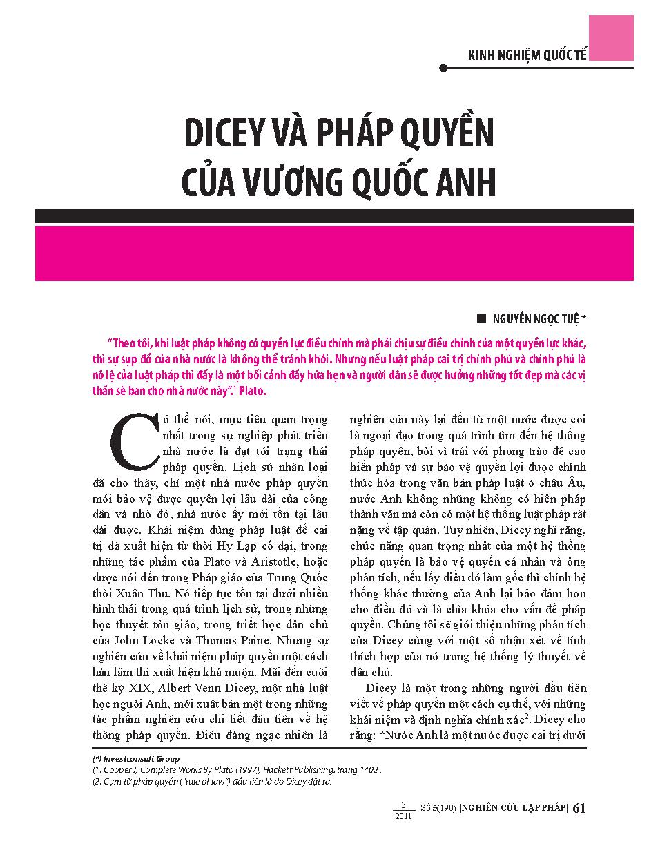 Dicey và pháp quyền của Vương Quốc Anh