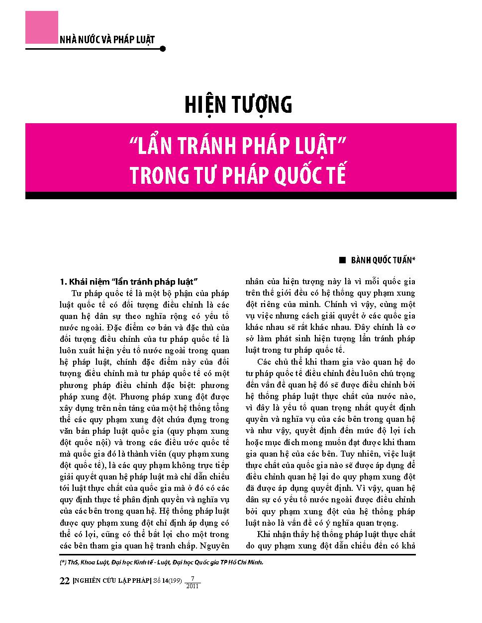 Hiện tượng "lẩn tránh pháp luật" trong tư pháp quốc tế