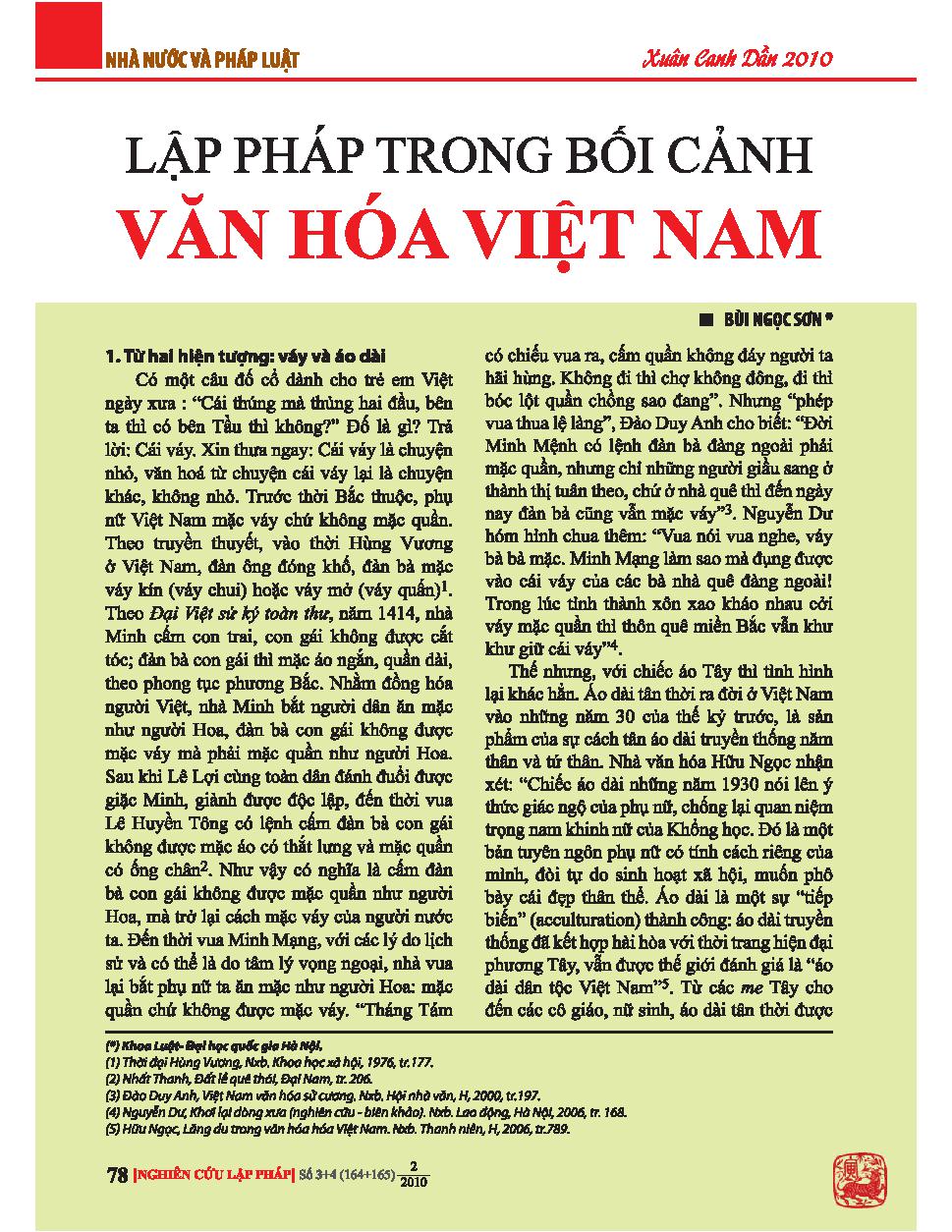 Lập pháp trong bối cảnh văn hóa Việt Nam