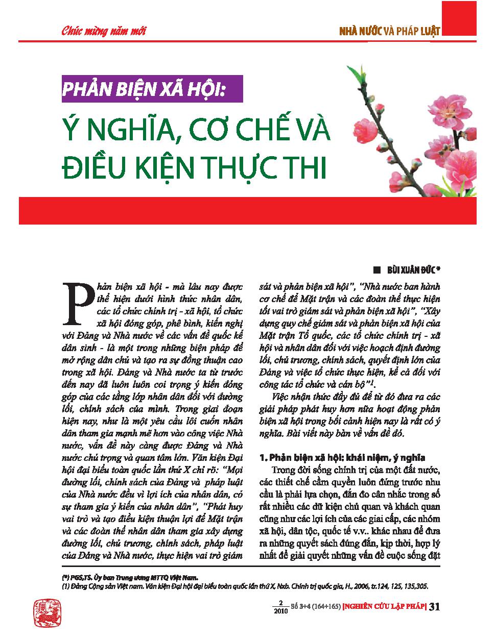 Phản biện xã hội: ý nghĩa, cơ chế và điều kiện thực thi