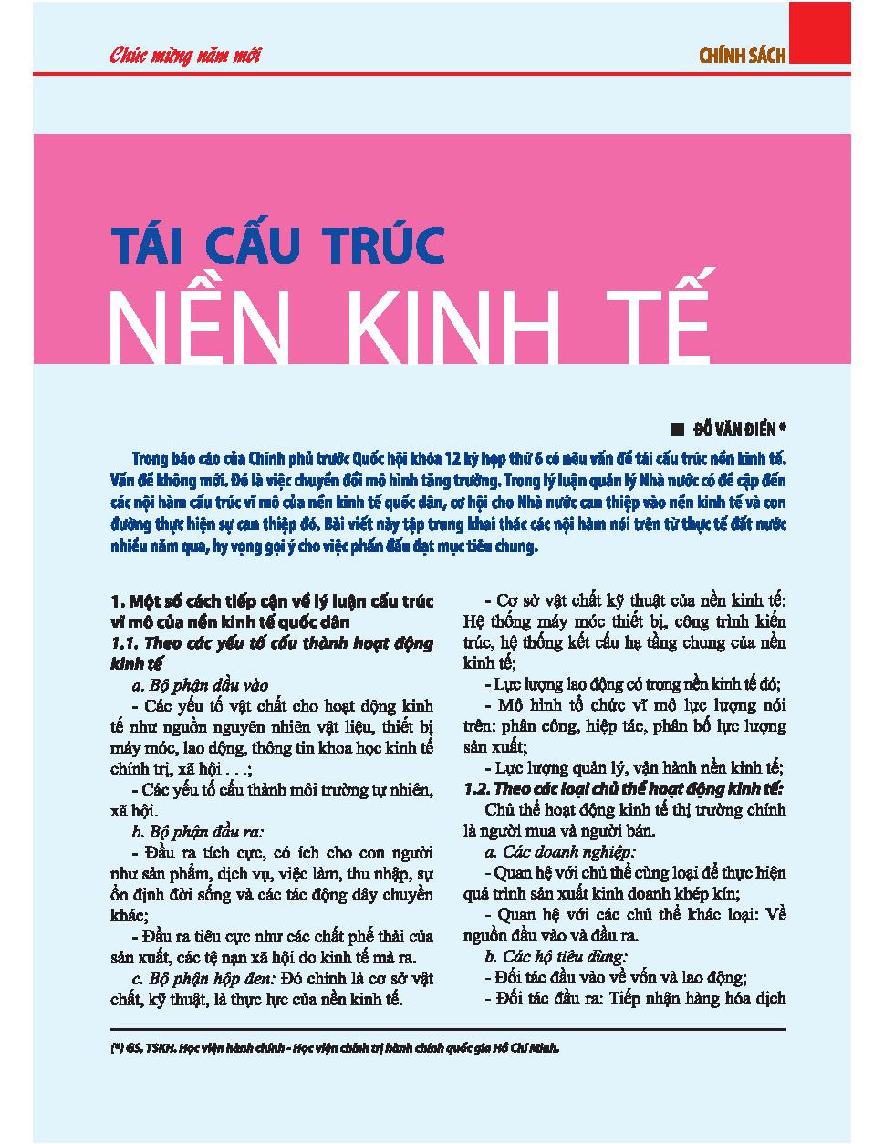 Tái cấu trúc nền Kinh tế