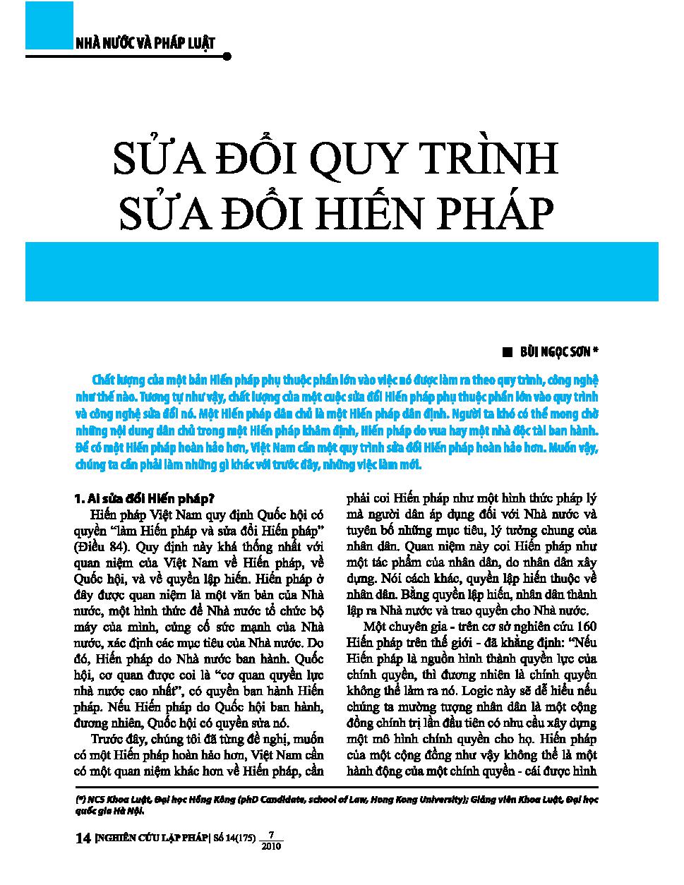 Sửa đổi quy trình sửa đổi Hiến pháp