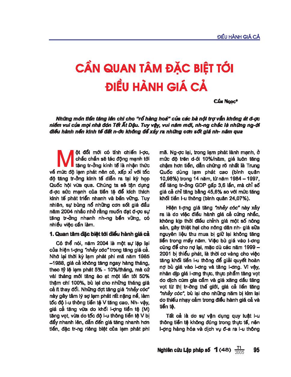 Cần quan tâm đặc biệt tới điều hành giá cả