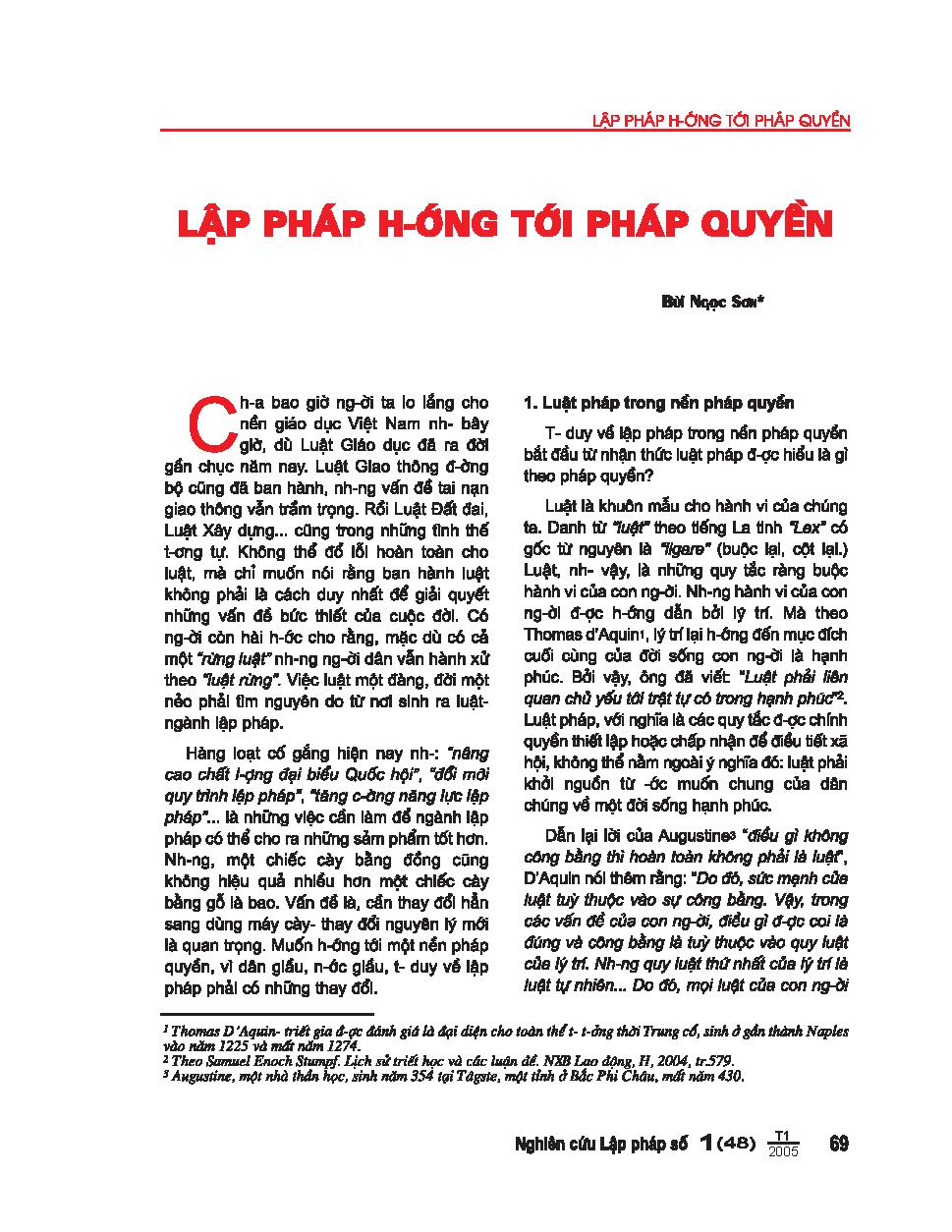 Lập pháp hướng tới pháp quyền