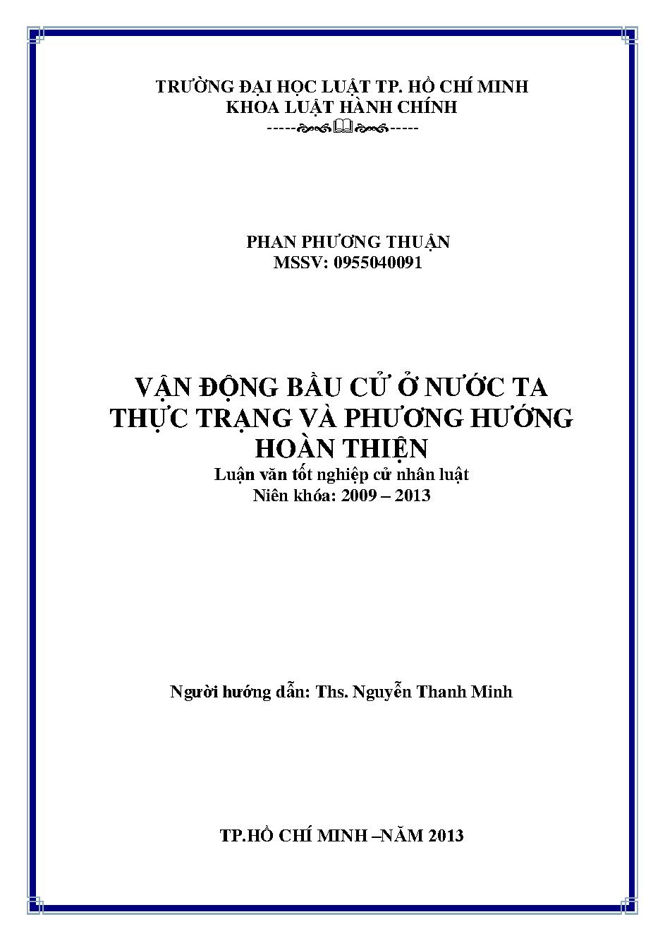 Vận động bầu cử ở nước ta - Thực trạng và phương hướng hoàn thiện