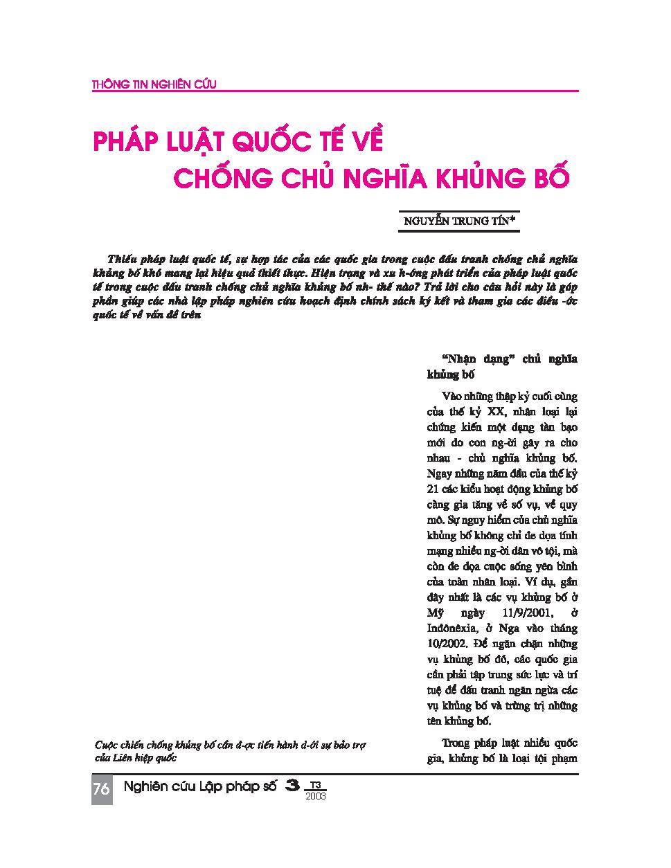 Pháp luật quốc tế về chống chủ nghĩa khủng bố