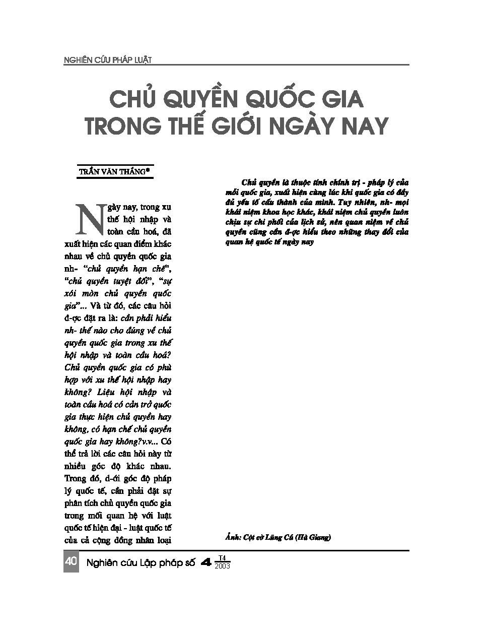 Chủ quyền quốc gia trong thế giới ngày nay