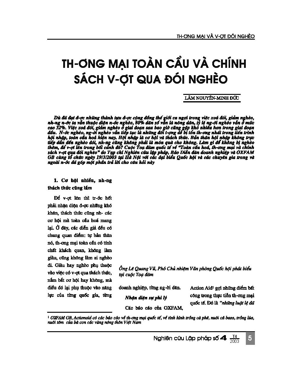 Thương mại toàn cầu và chính sách vượt qua đói nghèo