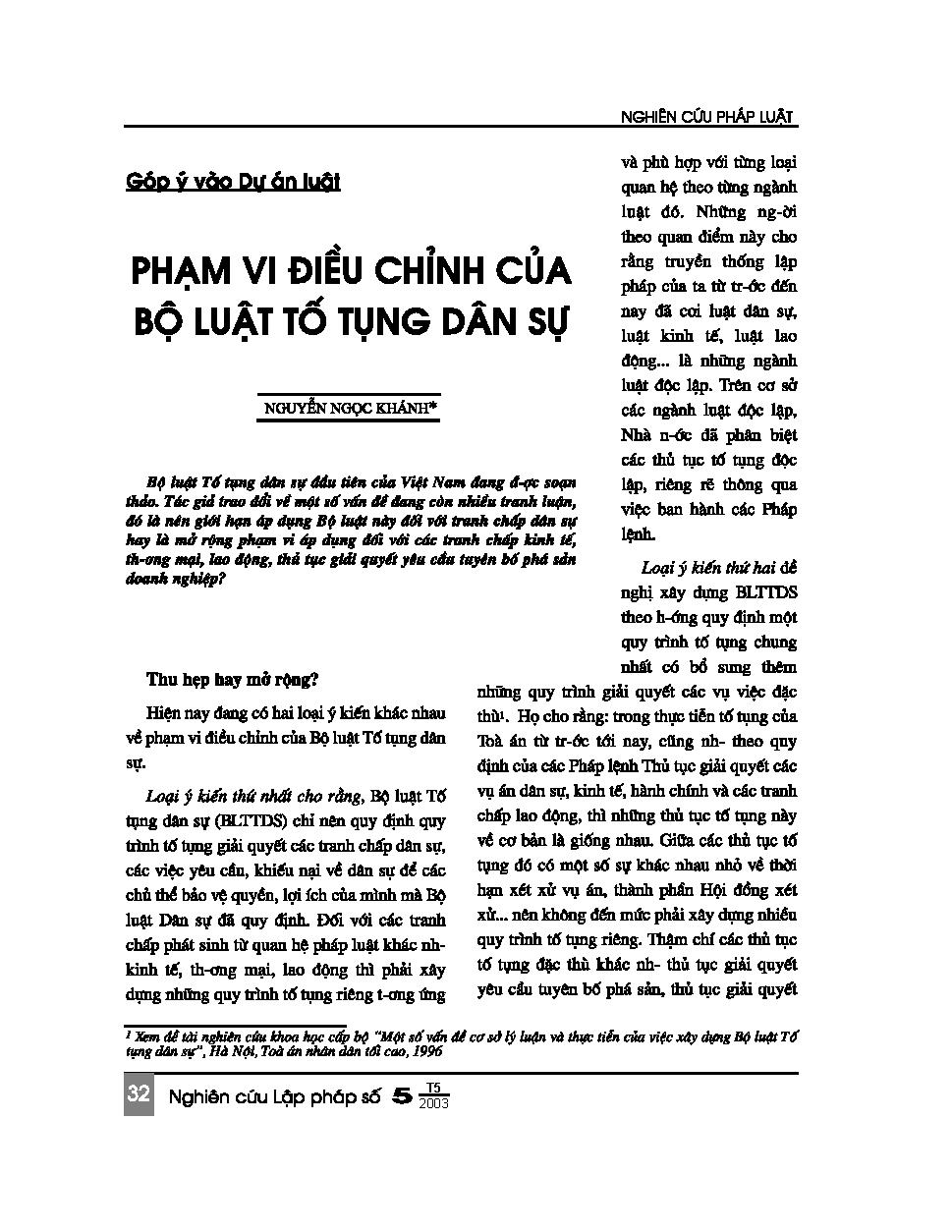 Phạm vi điều chỉnh của bộ luật tố tụng dân sự