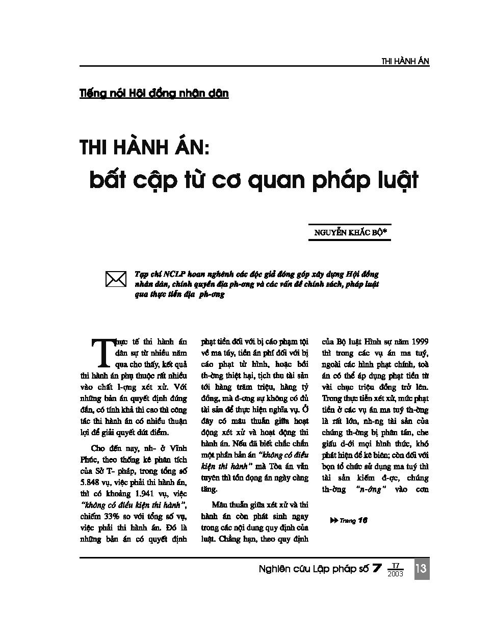 Thi hành án bất cập từ cơ quan pháp luật