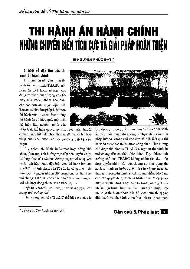 Thi hành án hành chính - Những chuyển biến tích cực và giải pháp hoàn thiện