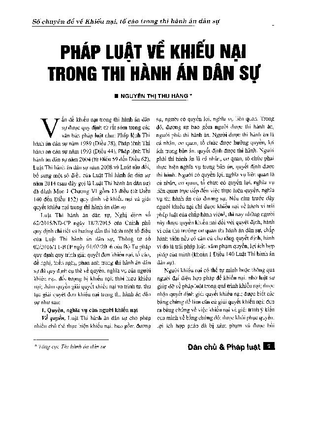 Pháp luật về khiếu nại trong thi hành án dân sự