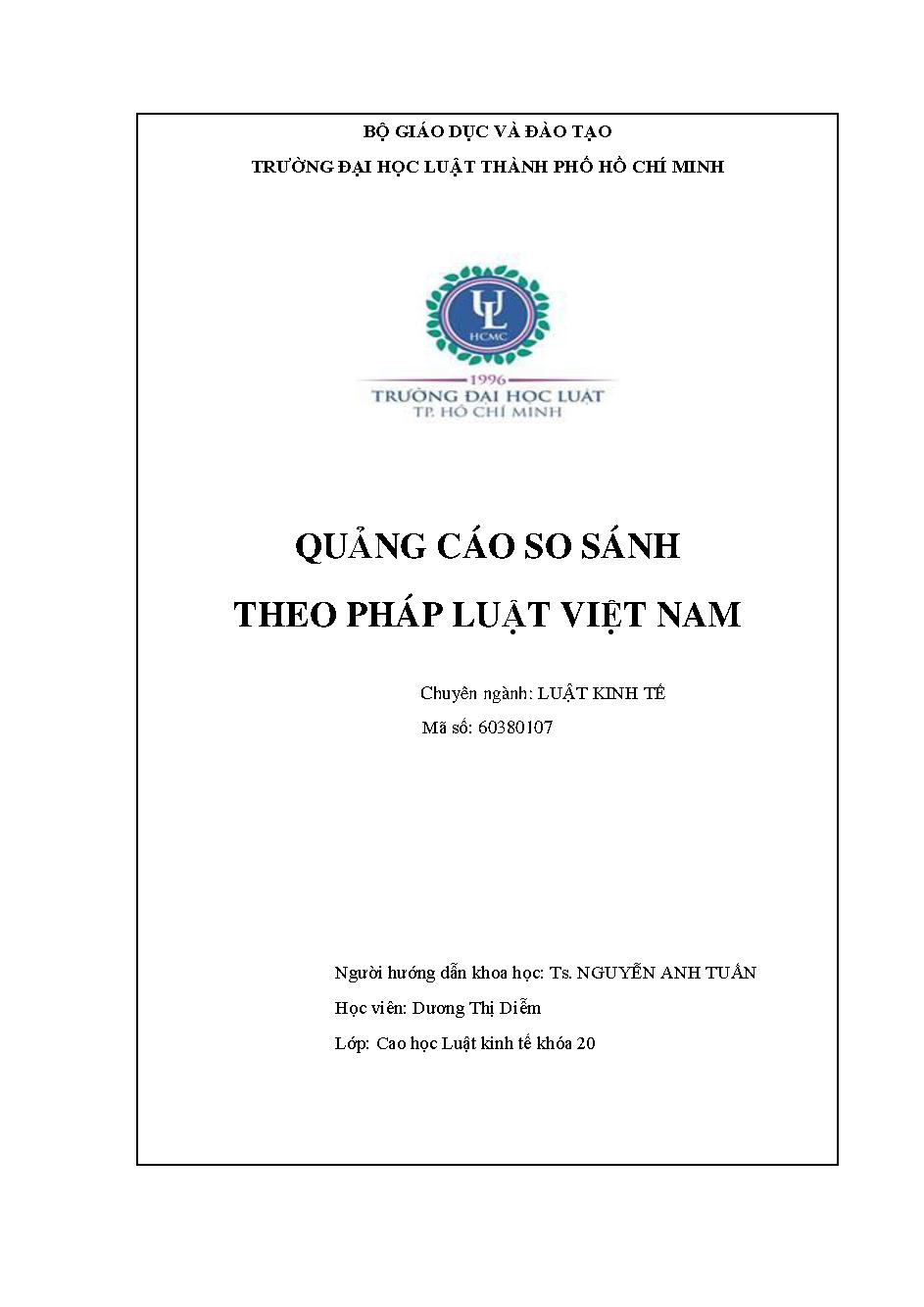 Quảng cáo so sánh trong pháp luật cạnh tranh Việt Nam thực trạng và hướng hoàn thiện