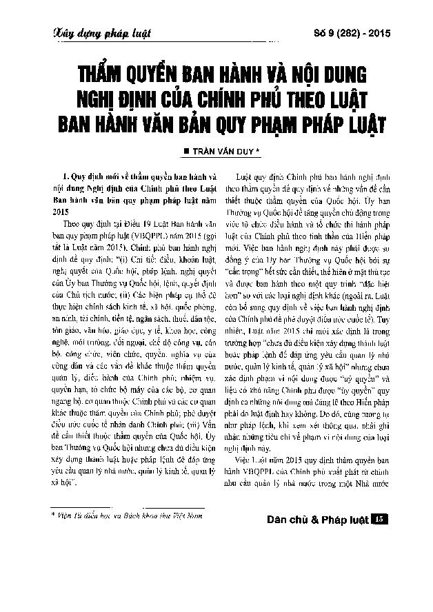 Thẩm quyền ban hành và nội dung Nghị định của Chính phủ theo Luật Ban hành văn bản quy phạm pháp luật