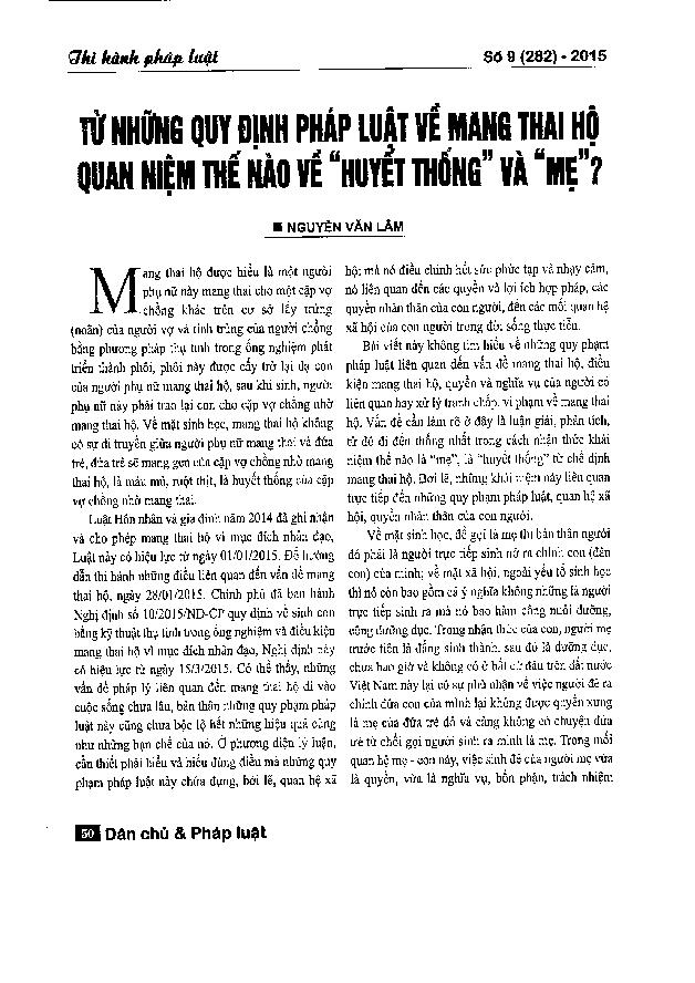 Từ những quy định pháp luật về mang thai hộ quan niệm thế nào về "huyết thống" và "mẹ"?