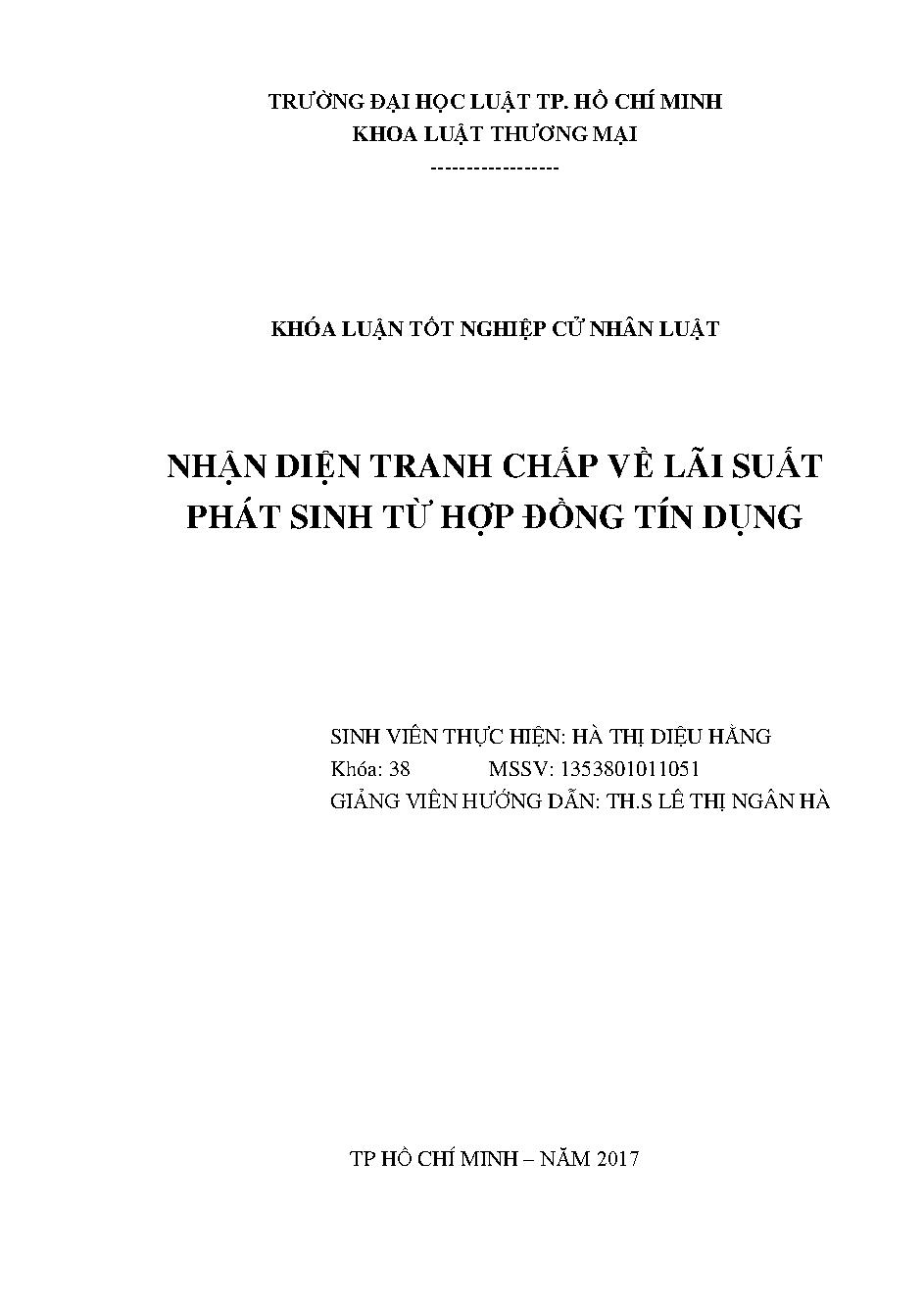 Nhận diện tranh chấp về lãi suất phát sinh từ hợp đồng tín dụng