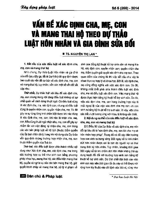 Vấn đề xác định cha, mẹ, con và mang thai hộ theo dự thảo Luật Hôn nhân và gia đình sửa đổi