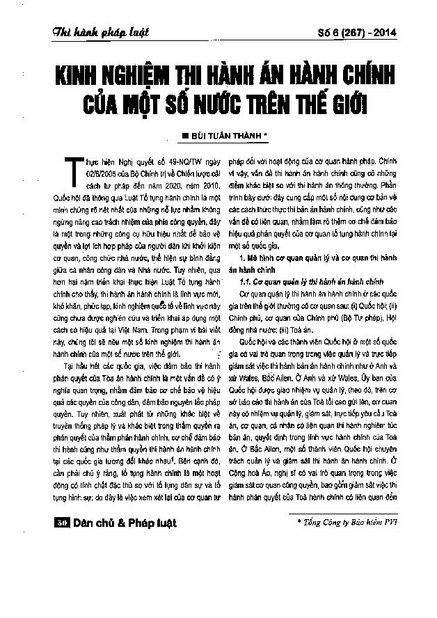 Kinh nghiệm thi hành án hành chính của một số quốc gia trên thế giới