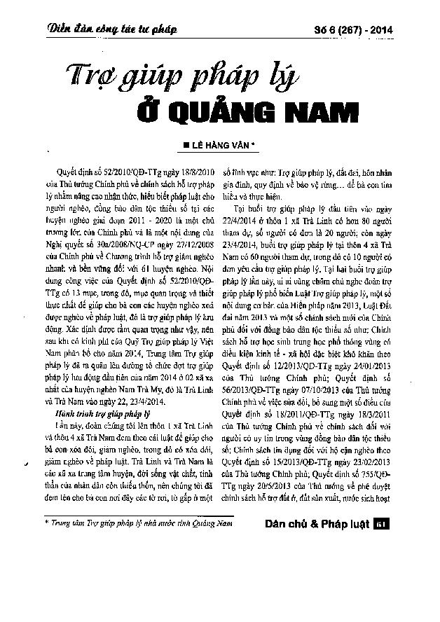 Trợ giúp pháp lý ở Quảng Nam