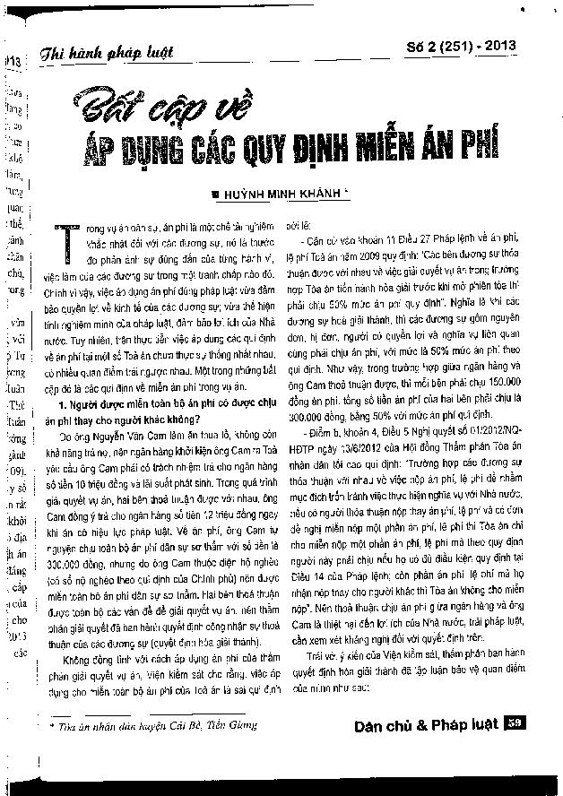 Bất cập về áp dụng các quy định miễn án phí