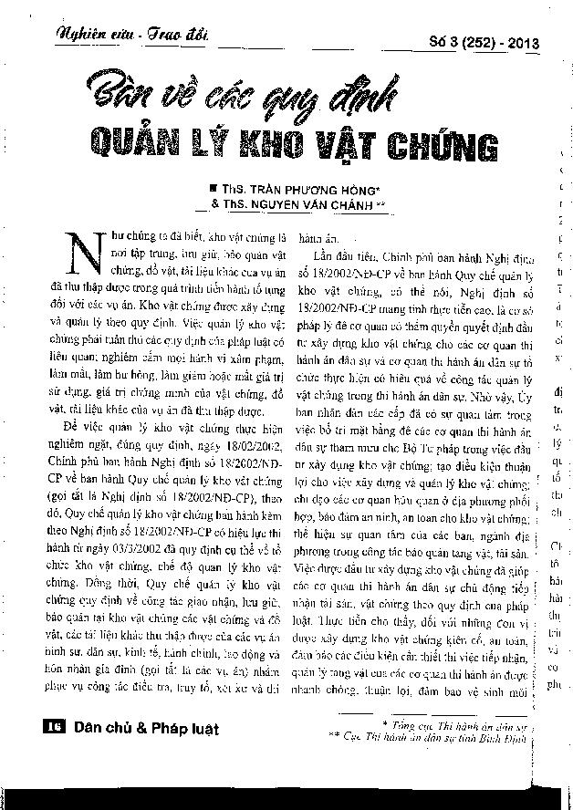 Bàn về các quy định quản lý kho vật chứng