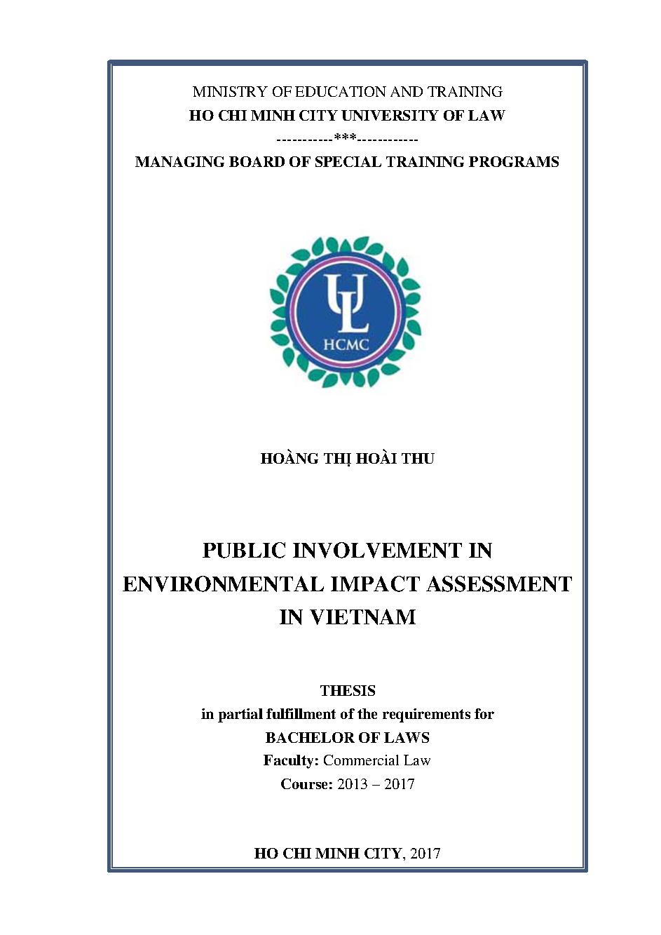 Public involvement in enviromental impact assessment in VietNam