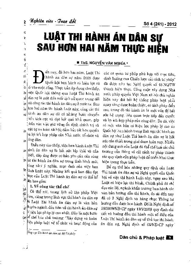 Luật thi hành án dân sự sau hơn hai năm thực hiện