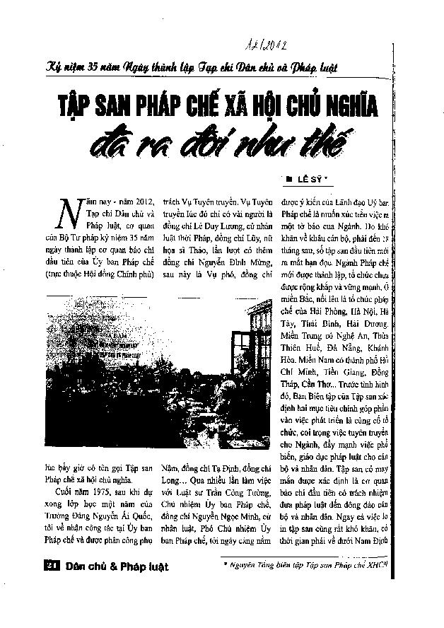 Tạp san pháp chế xã hội chủ nghĩa đã ra đời như thế