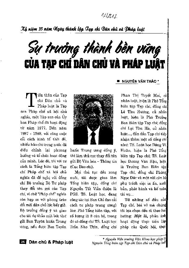 Sự trưởng thành bền vững của tạp chí dân chủ và pháp luật