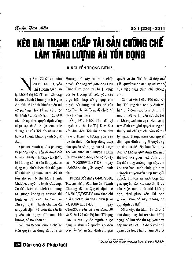 Kéo dài tranh chấp tài sản cưỡng chế làm tăng lượng án tồn đọng
