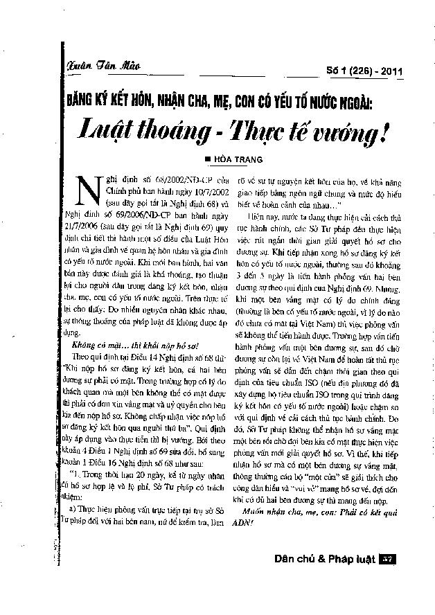 Đăng ký kết hôn, nhận cha, mẹ, con có yếu tố nước ngoài: Luật thoáng - Thực tế vướng