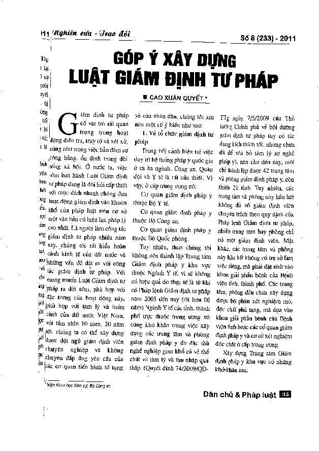 Góp ý xây dựng luật giám định tư pháp