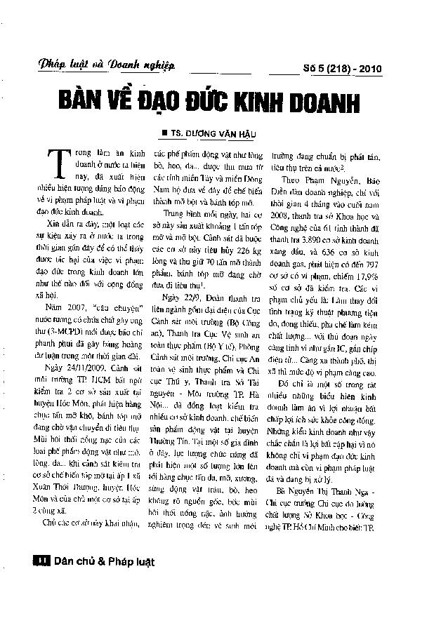 Bàn về đạo đức kinh doanh