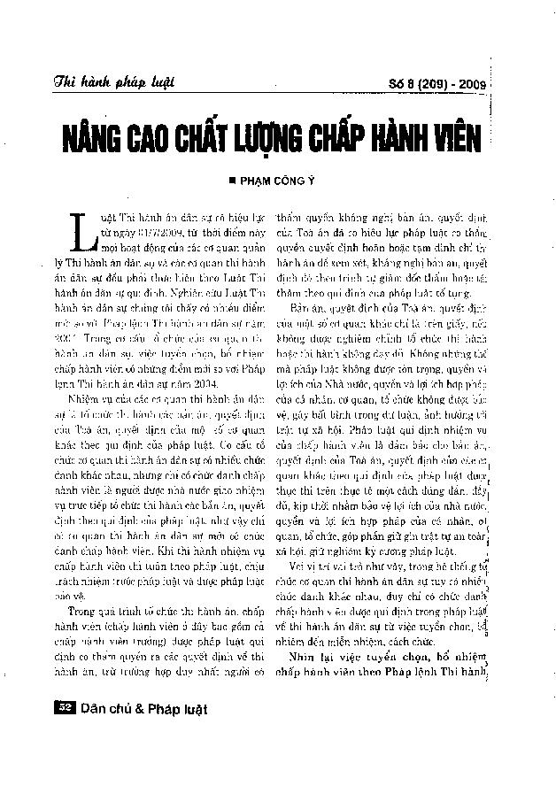 Nâng cao chất lượng chấp hành viên