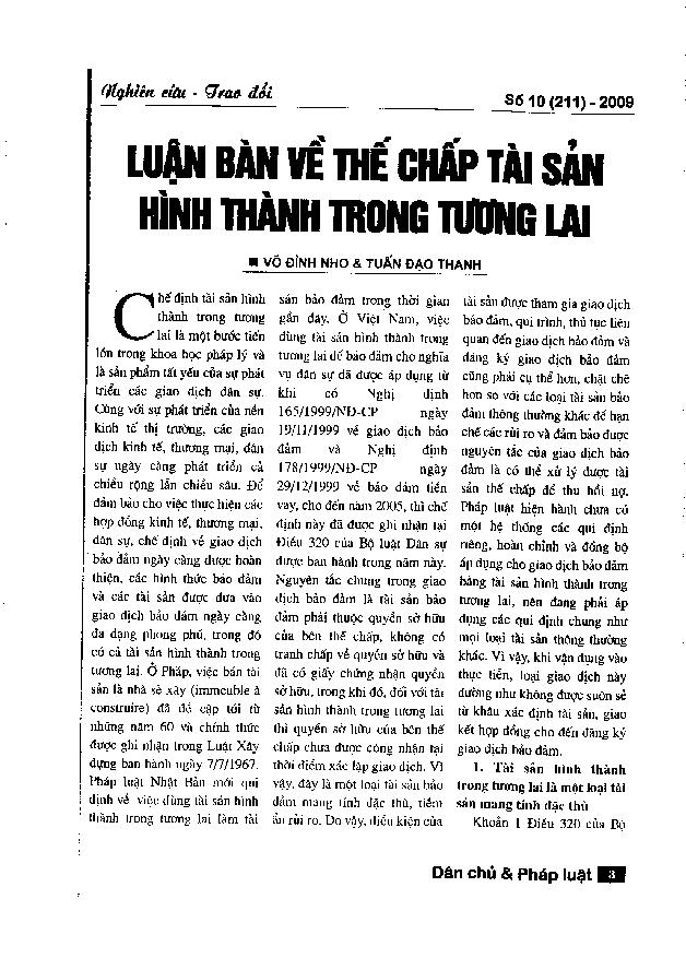 Luận bàn về thế chấp tài sản hình thành trong tương lai