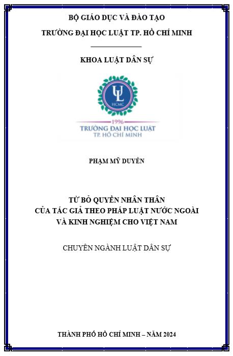 Từ bỏ quyền nhân thân của tác giả theo pháp luật nước ngoài và kinh nghiệm cho Việt Nam