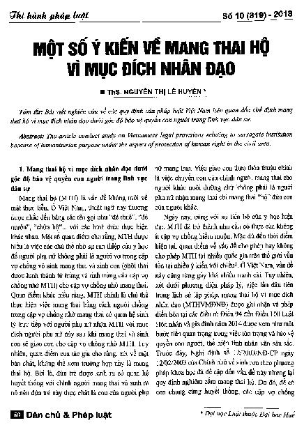 Một số ý kiến về mang thai hộ vì mục đích nhân đạo
