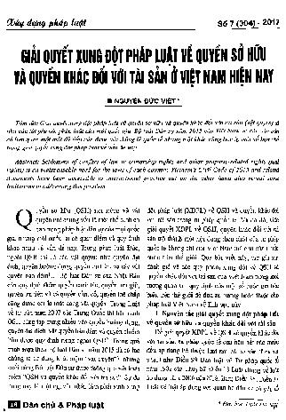 Giải quyết xung đột pháp luật về quyền sở hữu và quyền khác đối với tài sản ở Việt Nam hiện nay