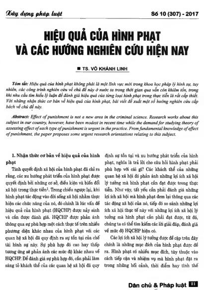 Hiệu quả của hình phạt và các hướng nghiên cứu hiện nay