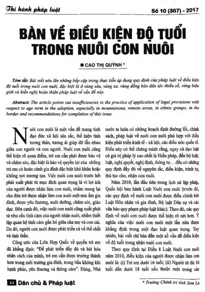 Bàn về điều kiển độ tuổi trong nuôi con