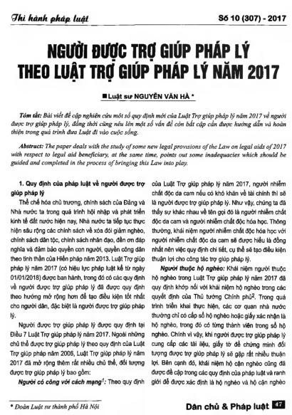 Người được trợ giúp pháp lý theo Luật Trợ giúp pháp lý năm 2017