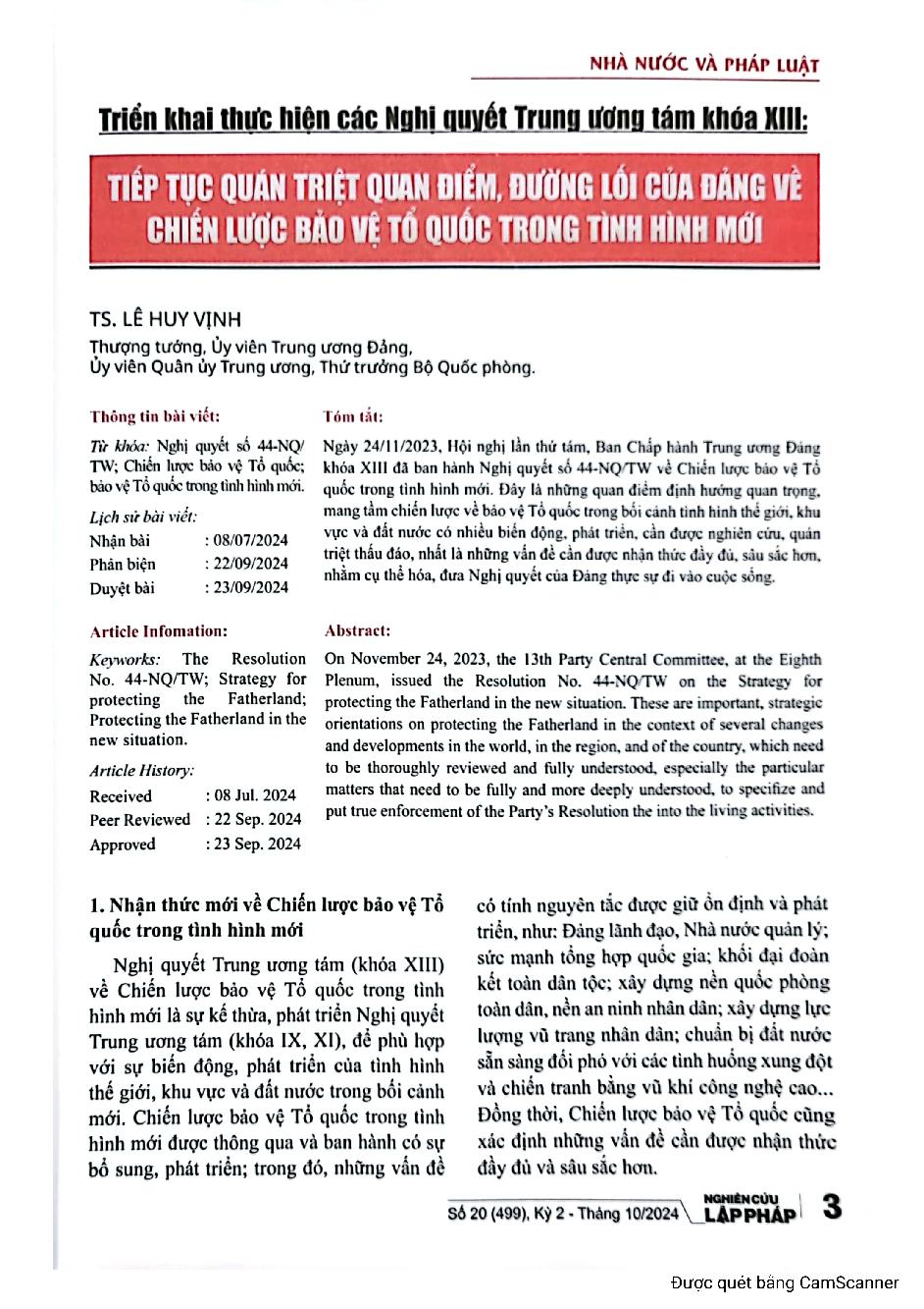 Tiếp tục quán triệt quan điểm, đường lối của Đảng về Chiến lược bảo vệ Tổ quốc trong tình hình mới