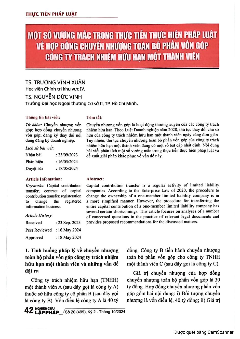 Một số vướng mắc trong thực tiễn thực hiện pháp luật về hợp đồng chuyển nhượng toàn bộ phần vốn góp công ty trách nhiệm hữu hạn một thành viên