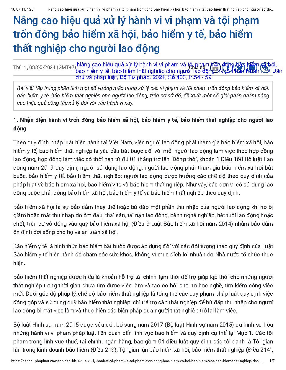 Nâng cao hiệu quả xử lý hành vi vi phạm và tội phạm trốn đóng bảo hiểm xã hội, bảo hiểm y tế, bảo hiểm thất nghiệp cho người lao động