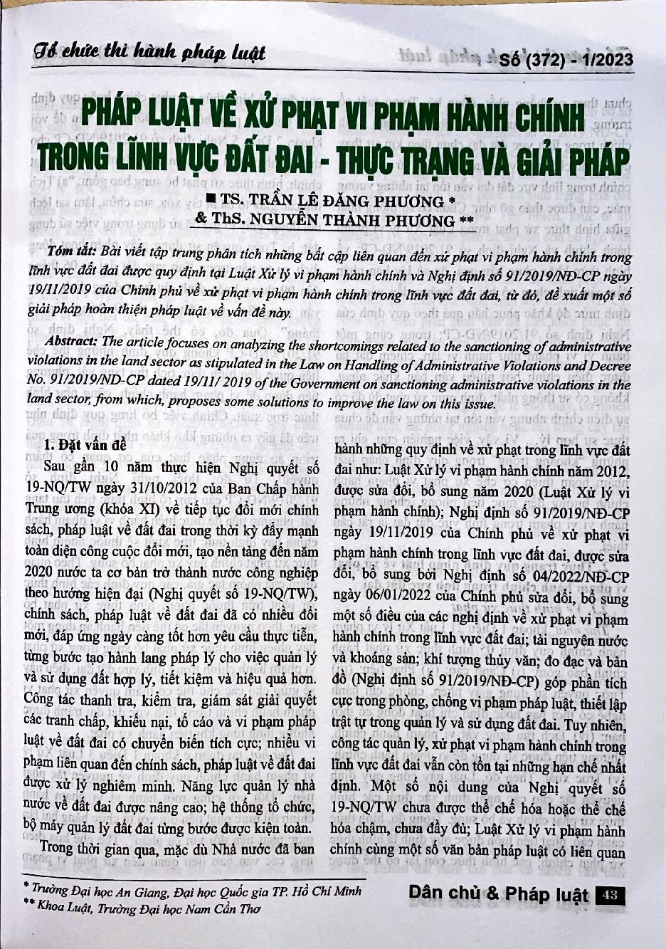 Pháp luật về xử phạt vi phạm hành chính trong lĩnh vực đất đai