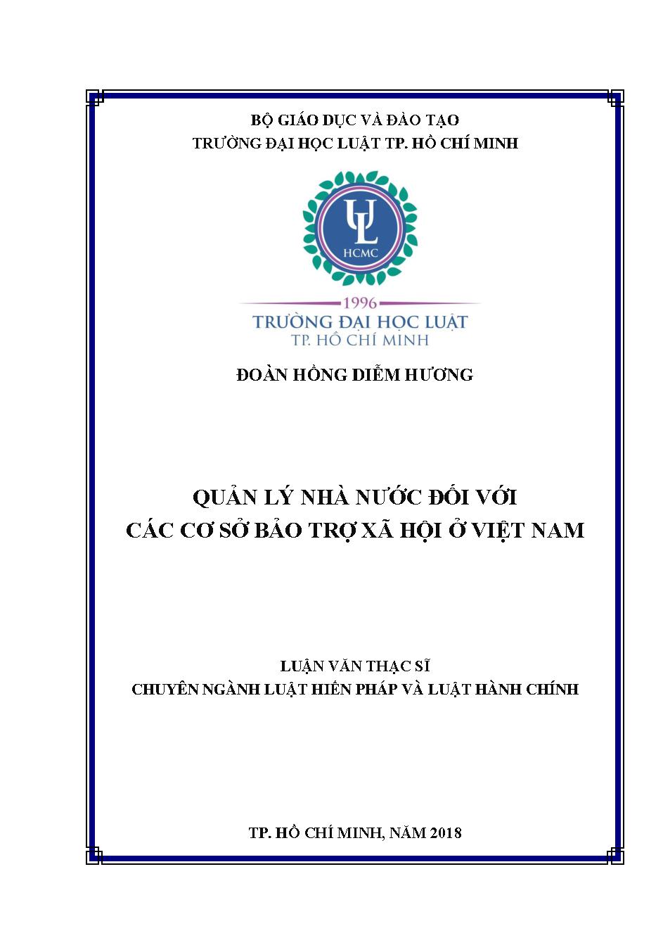 Quản lý nhà nước đối với các cơ sở bảo trợ xã hội ở Việt Nam